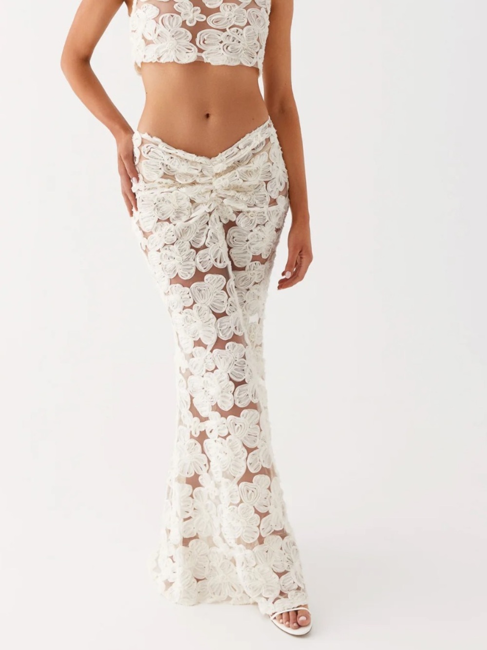 Peppermayo White Floral Lace Maxi Skirt - Picture 4 of 6